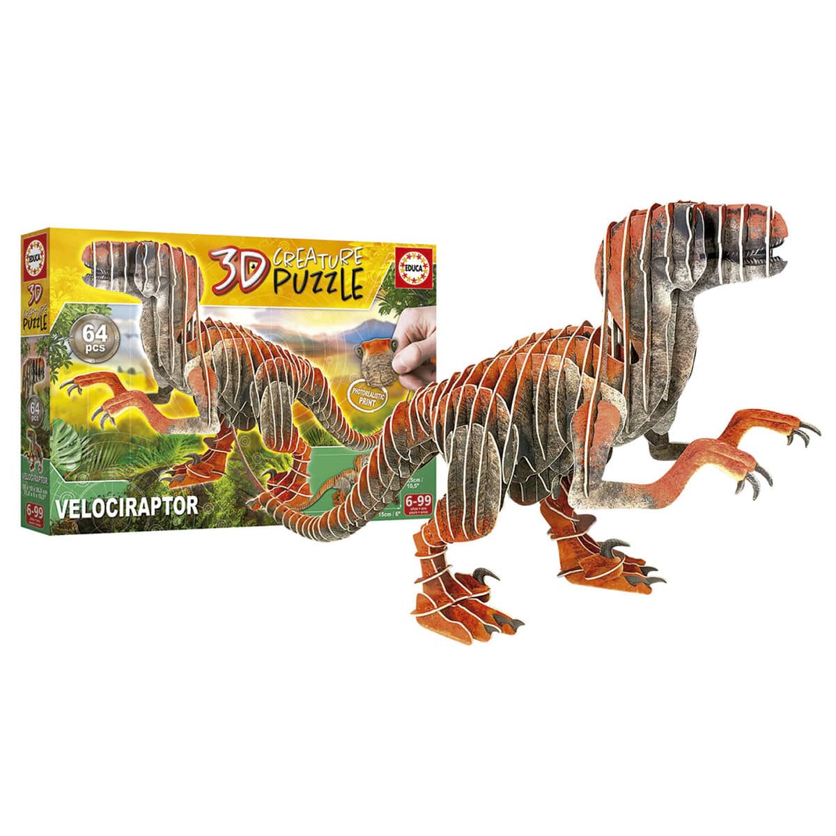 Educa Spielzeug | Kostüme > Spielzeug und Spiele > Puzzle und Bauklötzchen Puzzle Educa Velociraptor 3D 58 Stücke