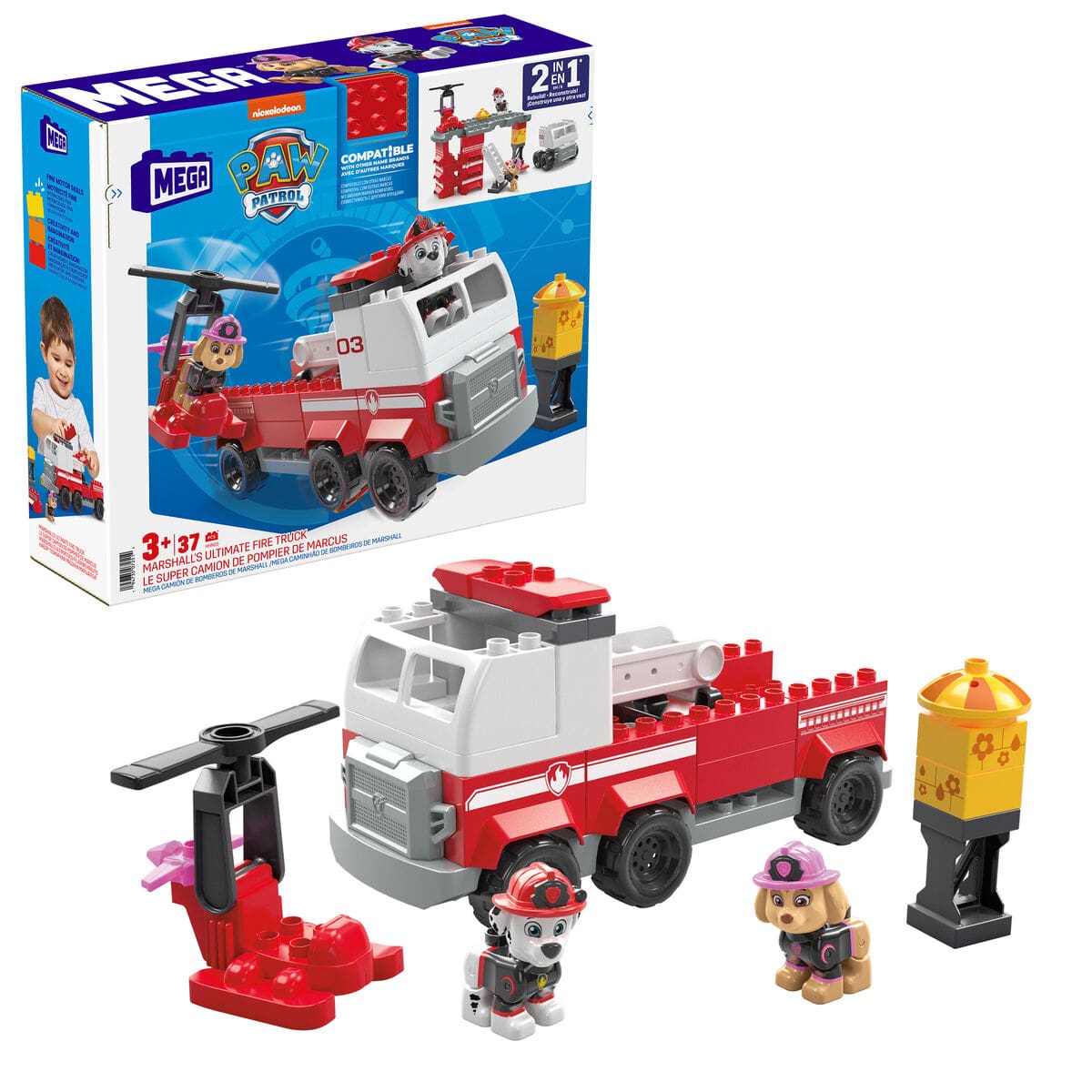 Megablocks Spielzeug | Kostüme > Spielzeug und Spiele > Weiteres spielzeug Playset Megablocks Paw Patrol Feuerwehrauto + 3 jahre 37 Stücke