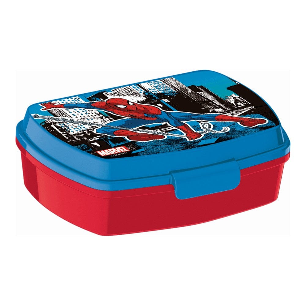Spiderman Brotdosen, Lebensmittelbehälter und Salatschüssel Brotdose für Sandwiches Spiderman Great power Kunststoff Rot Blau (17 x 5.6 x 13.3 cm)