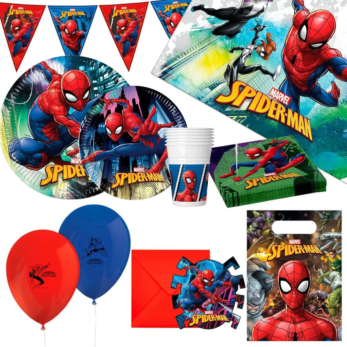 Spiderman Spielzeug | Kostüme > Kostüme > Partyzubehör Set Partyartikel Spiderman 66 Stücke