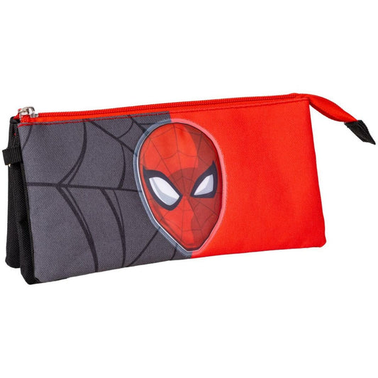 Spiderman Spielzeug | Kostüme > Schulzubehör > Mäppchen und Etuis Dreifaches Mehrzweck-Etui Spiderman Rot 22,5 x 2 x 11,5 cm Schwarz