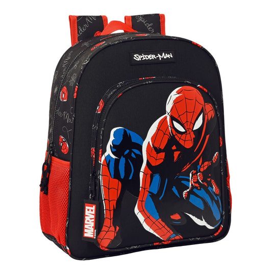 Spiderman Spielzeug | Kostüme > Schulzubehör > Schulranzen Schulrucksack Spiderman Hero Schwarz (32 x 38 x 12 cm)