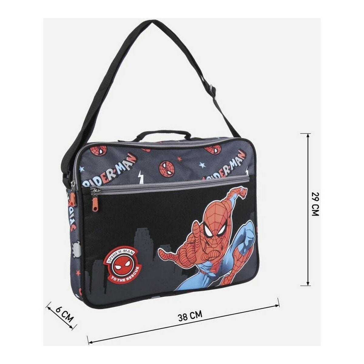 Spiderman Spielzeug | Kostüme > Schulzubehör > Schulranzen Schultasche Spiderman Schwarz (29 x 6 x 38 cm)