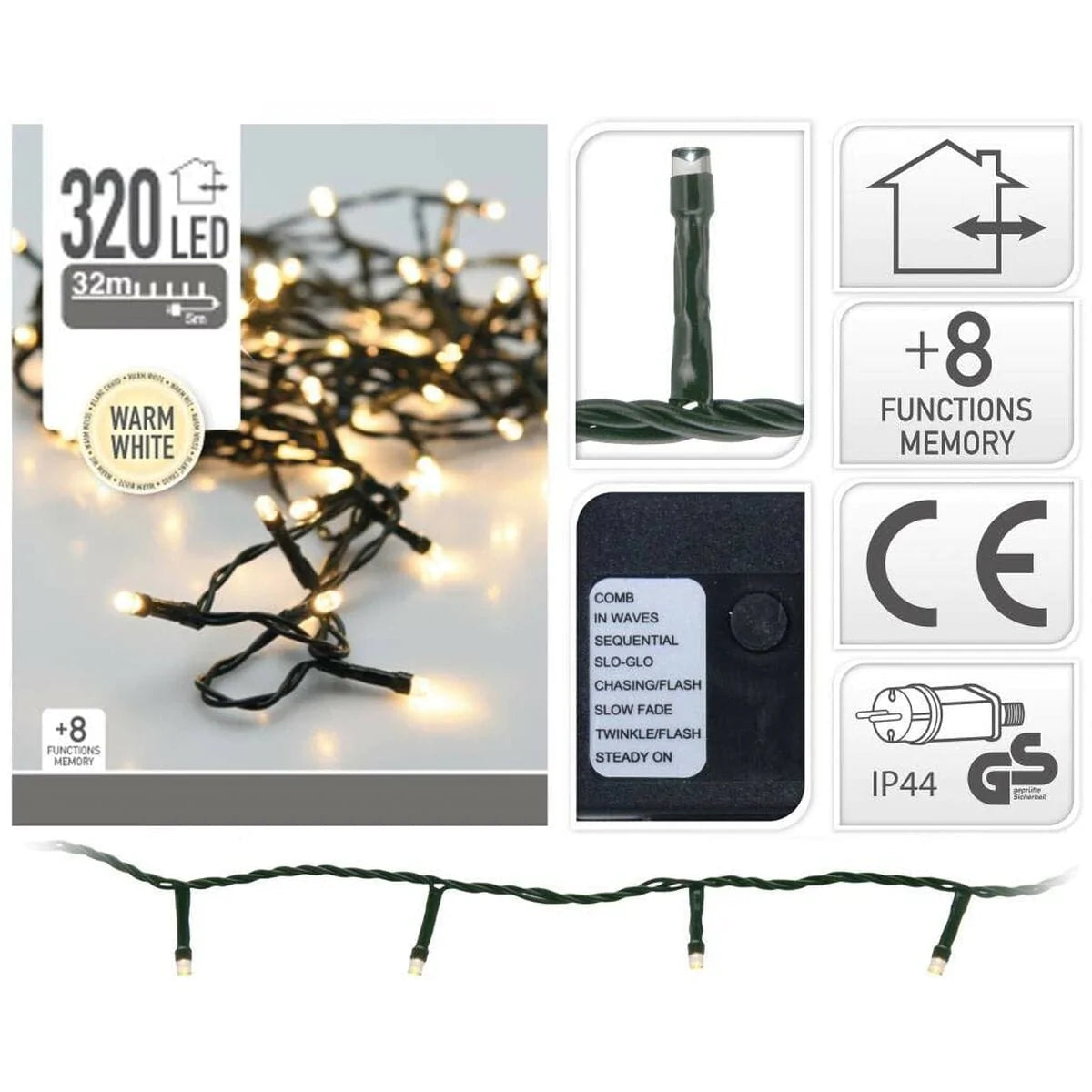 BigBuy Christmas Heim | Garten > Dekoration und Beleuchtung > LED-Beleuchtung LED-Lichterkette Warmes Weiß (24 m)