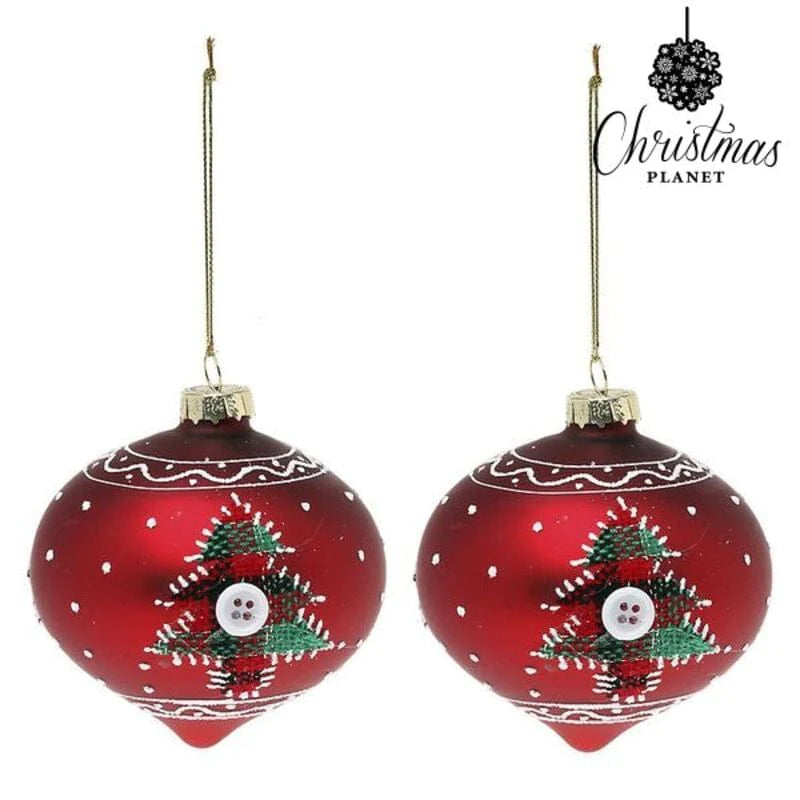 BigBuy Christmas Heim | Garten > Dekoration und Beleuchtung > Weihnachtsdekorationen Weihnachtsbaumkugeln 8 cm (2 uds) Kristall Rot