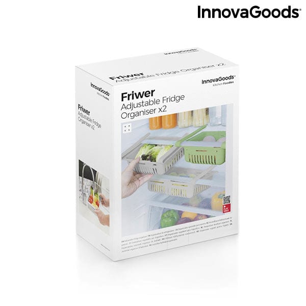 InnovaGoods Heim | Garten > Aufbewahrungsmöglichkeiten Einstellbarer Kühlschrank-Organizer Friwer InnovaGoods (2er Pack)