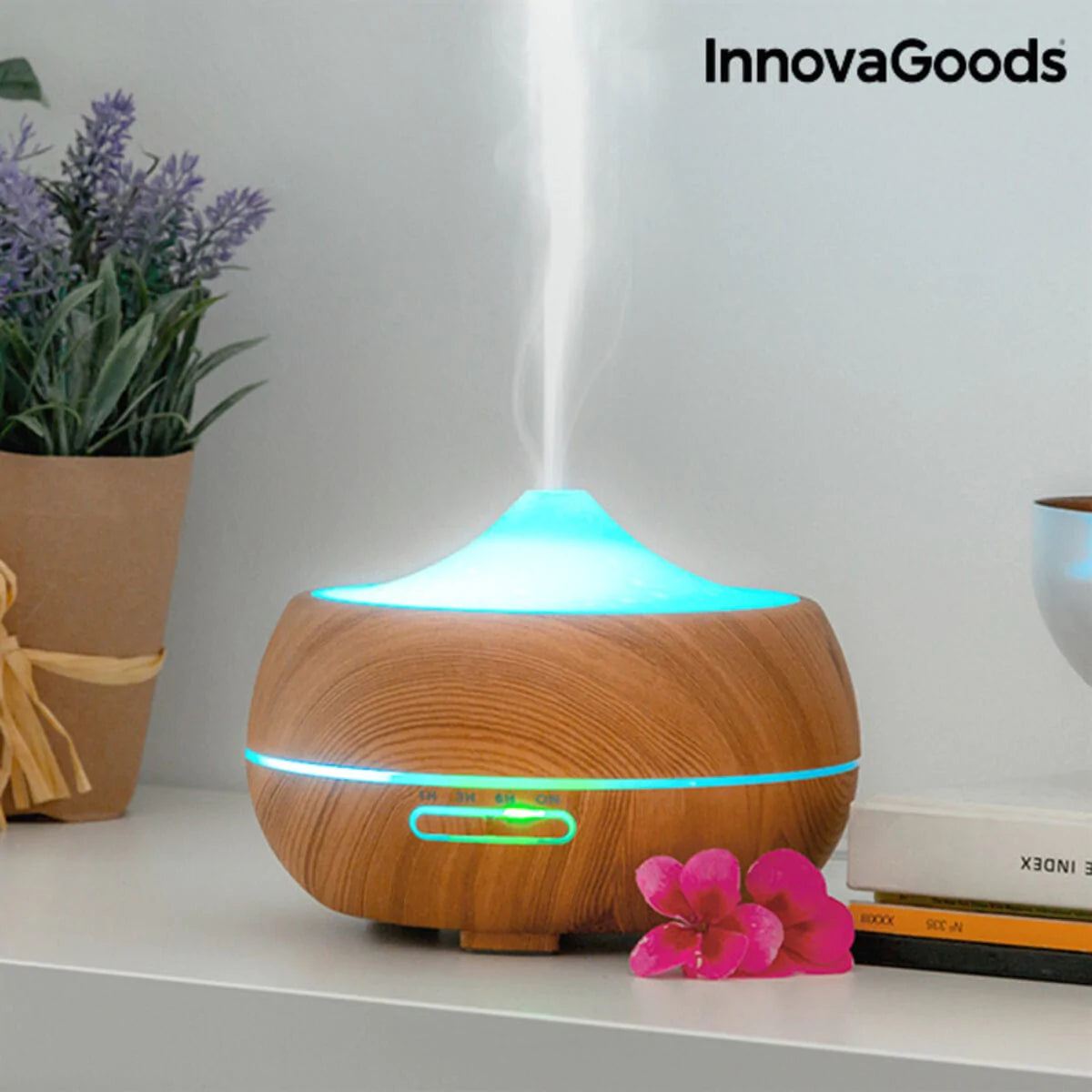 InnovaGoods Heim | Garten > Putzen, Saugen und Bügeln > Raumerfrischer InnovaGoods LED Luftbefeuchter mit Wooden Effect Duftzerstäuber