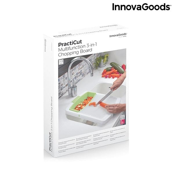 InnovaGoods Küche | Gourmet > Küchenaccessoires und Küchenutensilien > Küchenbretter Ausziehbares Schneidebrett mit Tablett, Behälter und Abtropffläche, 3-in-1 PractiCut InnovaGoods