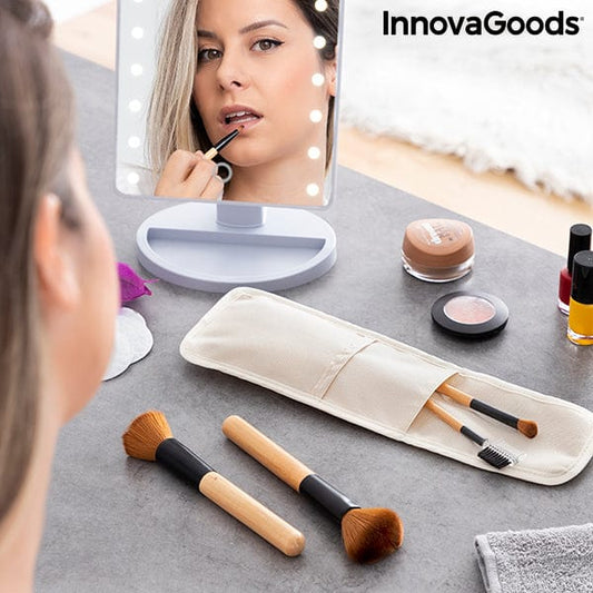 InnovaGoods Parfum | Kosmetik > Kosmetik > Zubehör und Organizer Schminkpinselset aus Holz mit Transporttasche Miset InnovaGoods 5 Stücke