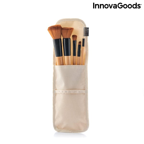 InnovaGoods Parfum | Kosmetik > Kosmetik > Zubehör und Organizer Schminkpinselset aus Holz mit Transporttasche Miset InnovaGoods 5 Stücke