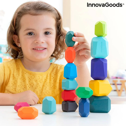 InnovaGoods Spielzeug | Kostüme > Spielzeug und Spiele > Lernspiele Stapelbare Balanciersteine aus Holz Wotonys InnovaGoods 16 Stücke