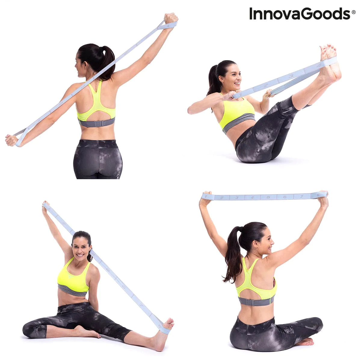 InnovaGoods Sport | Fitness > Fitness > Gummibänder Elastisches Fitnessband für Stretching mit Übungsanleitung Stort InnovaGoods