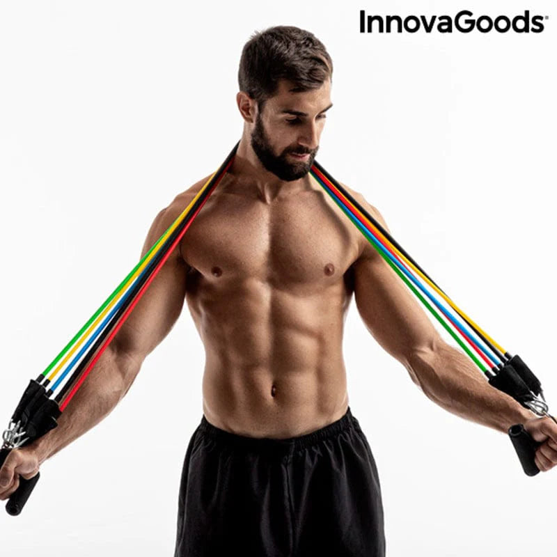 InnovaGoods Sport | Fitness > Fitness > Gummibänder Satz regulierbaren Stretchbändern mit Accessoires und Übungsleitfaden Rebainer InnovaGoods (5er Pack)
