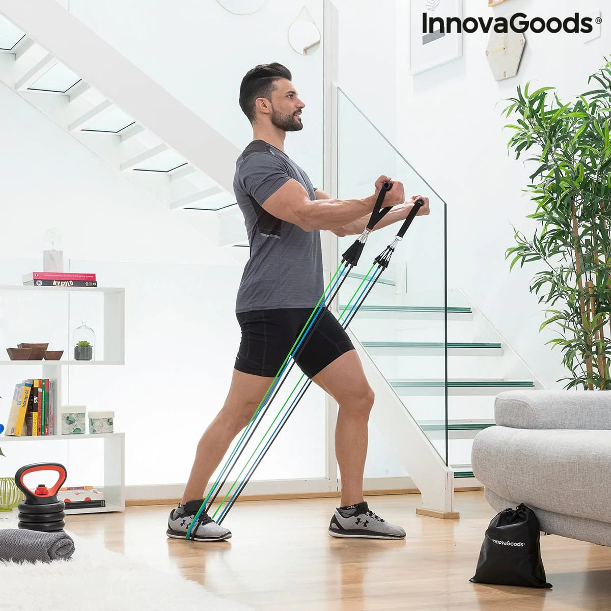 InnovaGoods Sport | Fitness > Fitness > Gummibänder Satz regulierbaren Stretchbändern mit Accessoires und Übungsleitfaden Tribainer InnovaGoods (3er Pack)