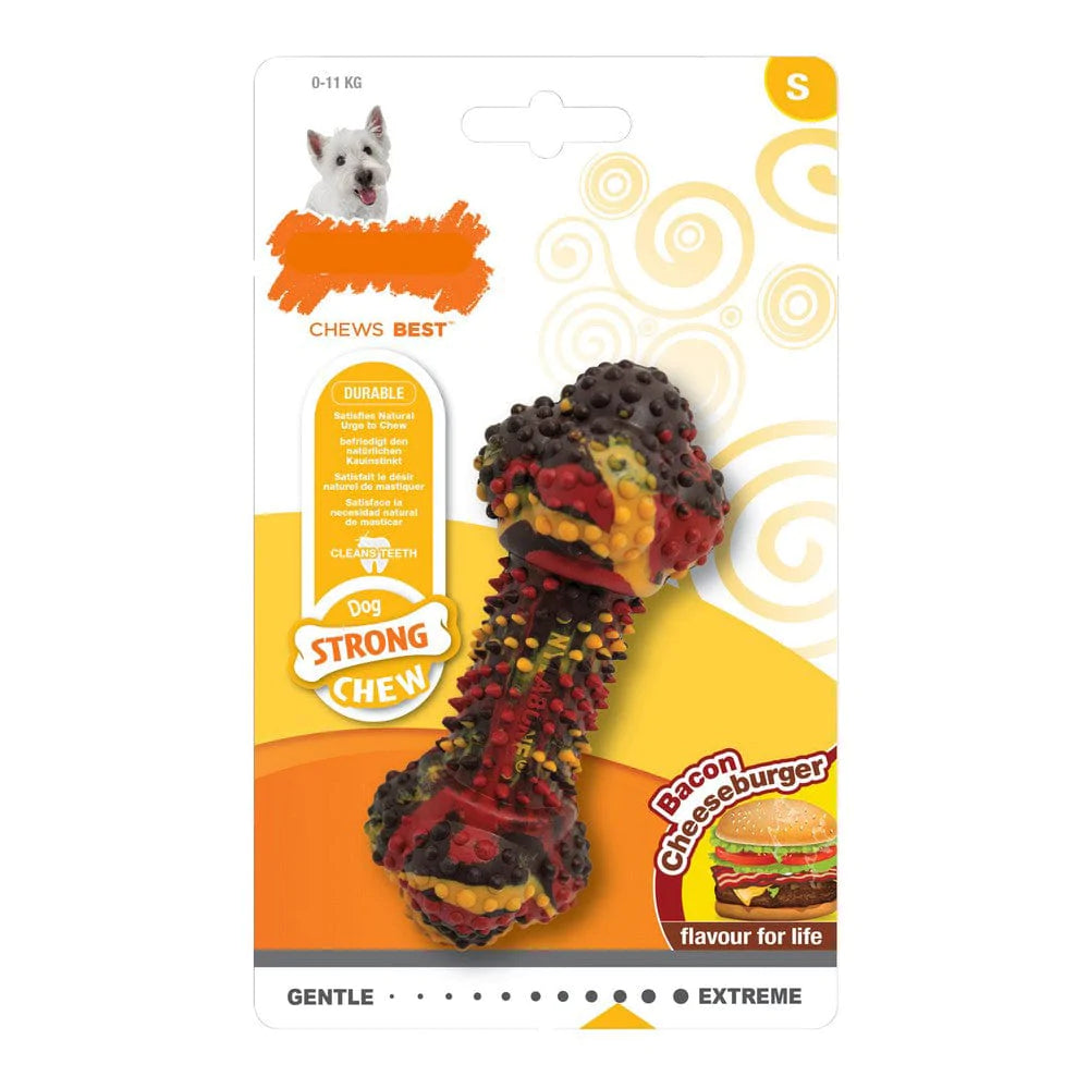 Nylabone Heim | Garten > Haustier > Spielzeug Beißring für Hunde Nylabone Strong Chew Bacon Käse Hamburger Gummi Größe S