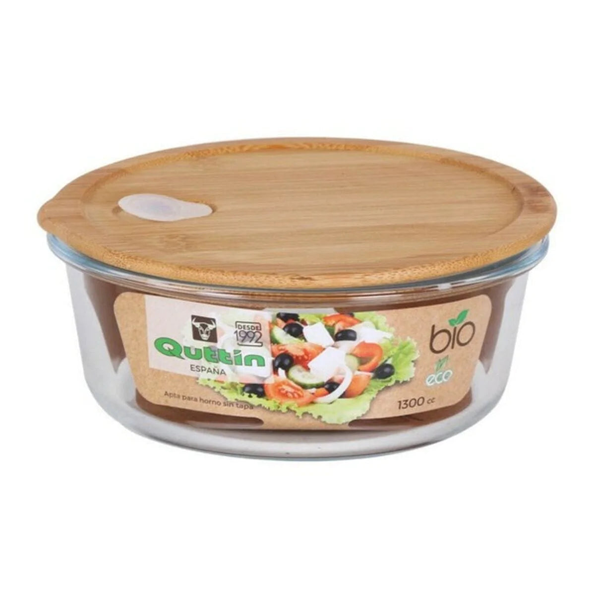 Quttin Brotdosen, Lebensmittelbehälter und Salatschüssel Runde Lunchbox mit Deckel Quttin Kristall Bambus