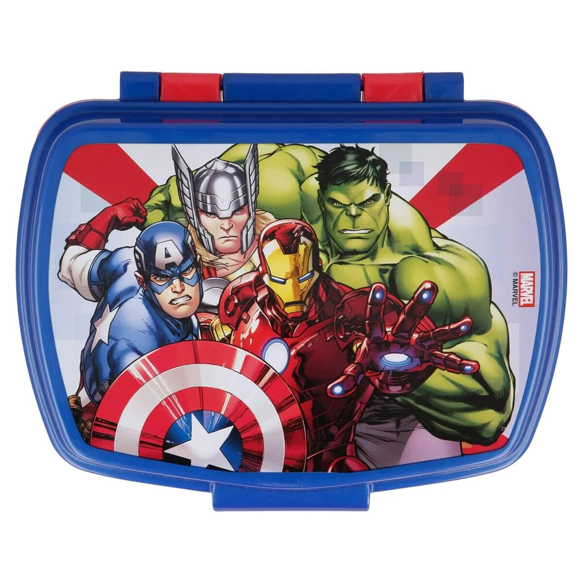 The Avengers Brotdosen, Lebensmittelbehälter und Salatschüssel Brotdose für Sandwiches The Avengers Infinity Blau Kunststoff Rot (17 x 5.6 x 13.3 cm)